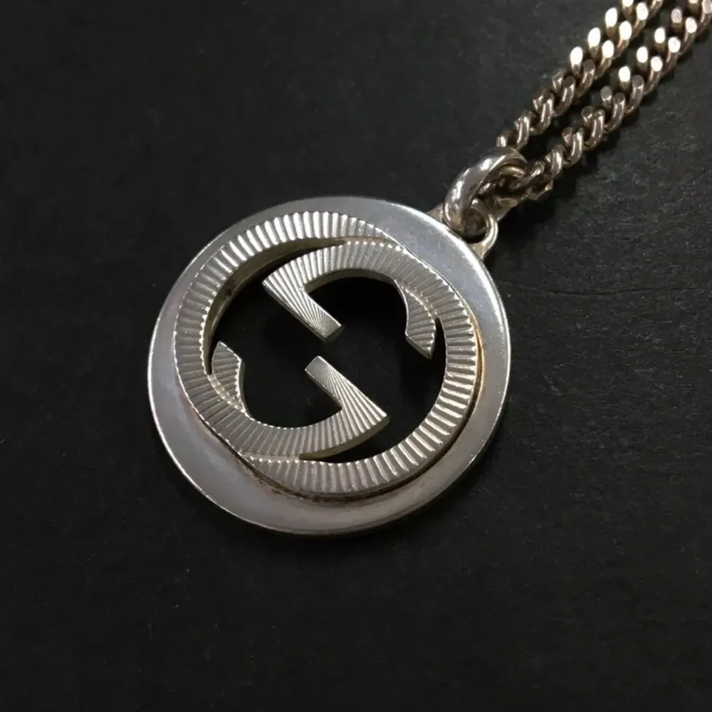 Authentic GUCCI Interlocking G Silver 925 Pendant Necklace